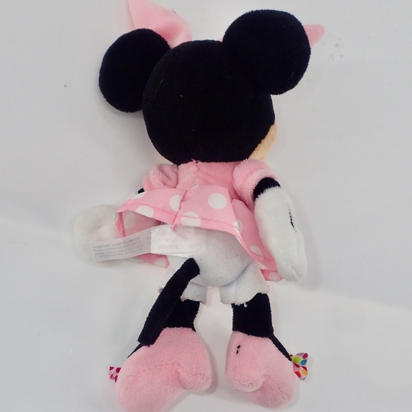 Disney Baby Minnie Mouse Pink Polkadot Dress Bunny Plush With Rattle Feet 8" - Picture 11 of 12